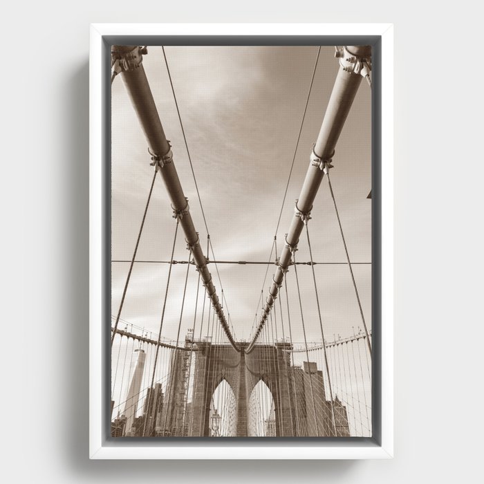 Brooklyn Bridge Sepia Photography | New York City Framed Canvas