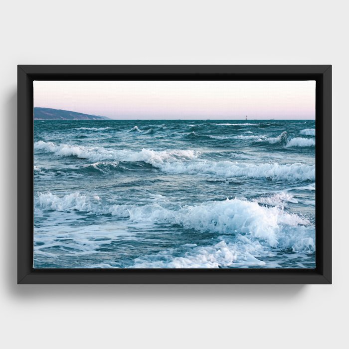 Blue Ocean Waves Framed Canvas