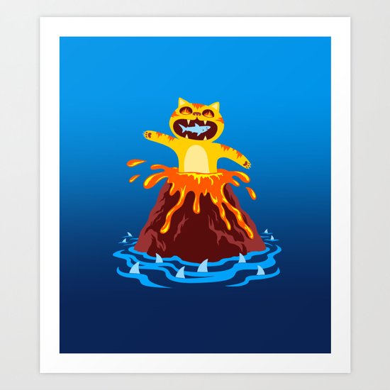 Volcano Cat Art Print