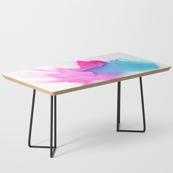 Pink & Blue Alcohol Ink Splashes Coffee Table