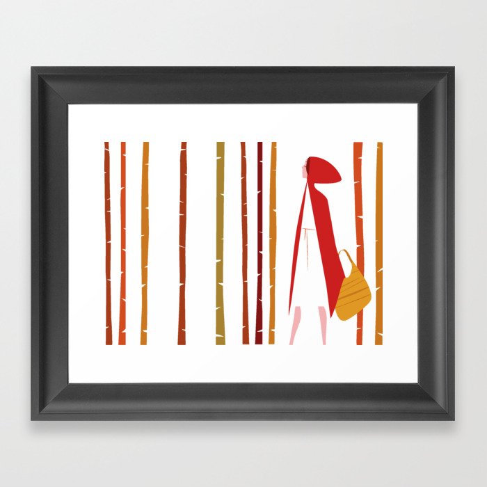 The girl with the red scarf Framed Art Print