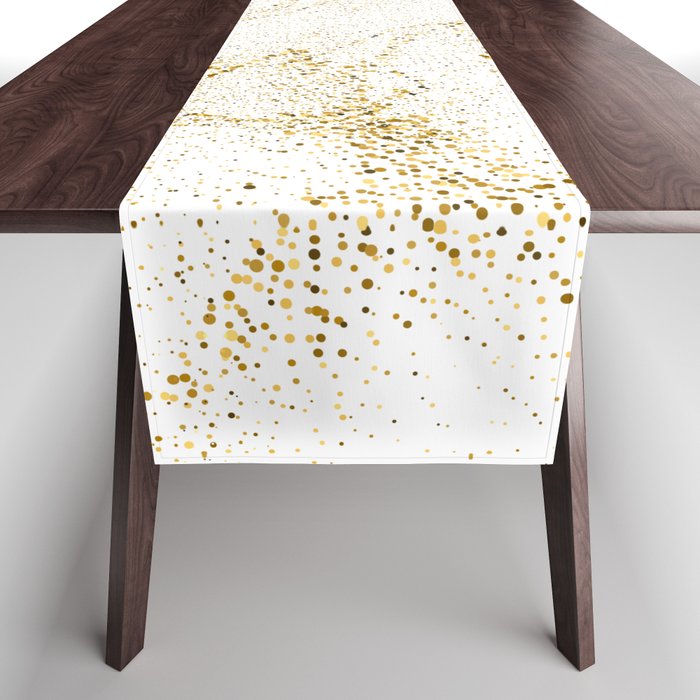 Gold Glitter - White Background Table Runner