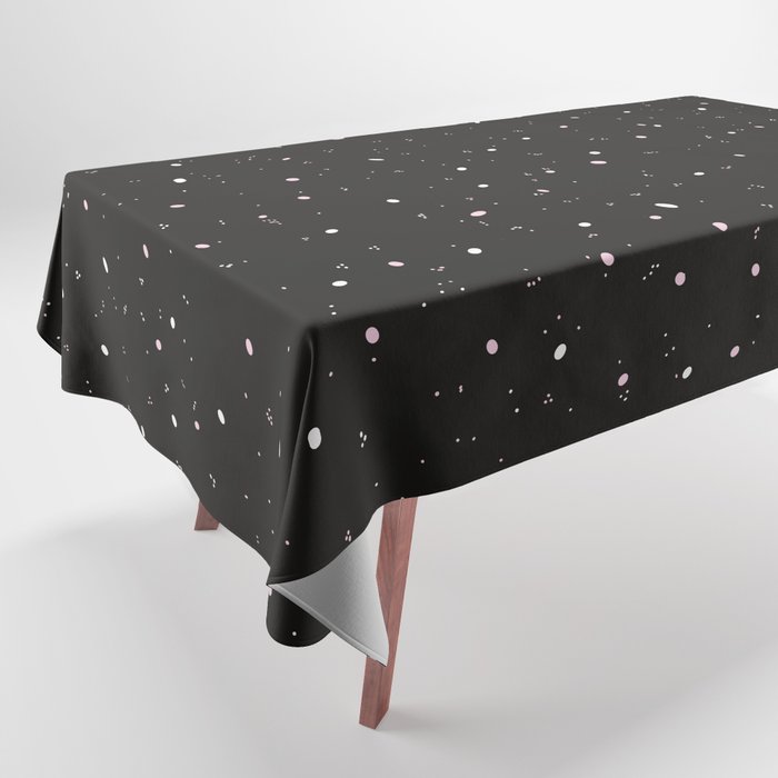 Black and white with pale pink abstract polka dots pattern Tablecloth