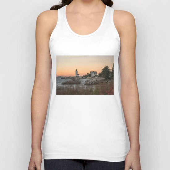 Autumn Lighthouse at sunset Unisex Tank Top