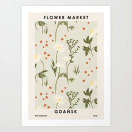 Flower market, Gdansk, Botanical Vintage art Art Print