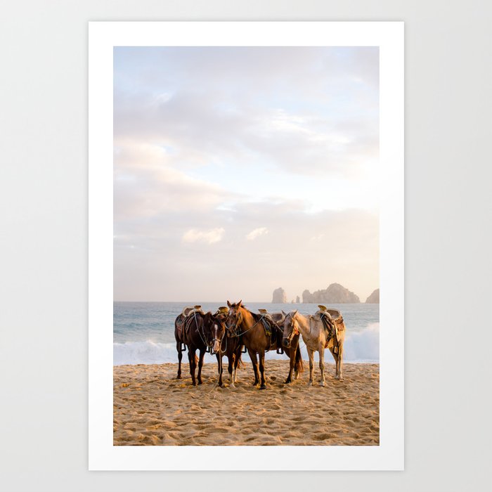 Horses on the beach Art Print