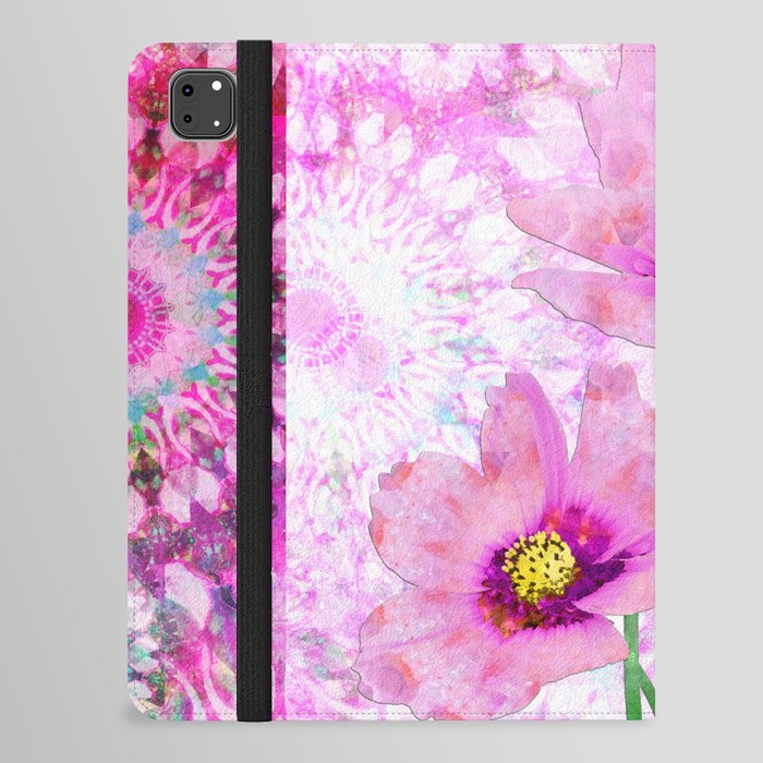 Pink Mandala Cosmos Flower Floral Art  iPad Folio Case
