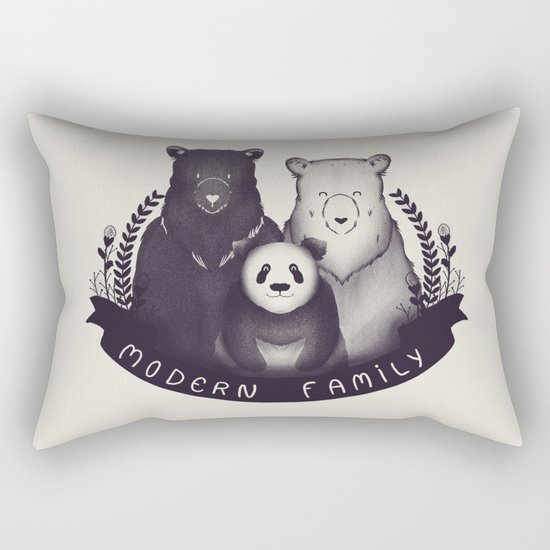 Modern Bear Family Rectangular Pillow