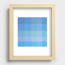 Amera - Geometric Modern Minimal Colorful Retro Summer Vibes Art Design in Blue Recessed Framed Print