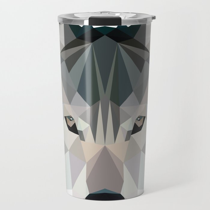 Geometric Wolf Travel Mug