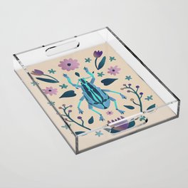 Bright Beetle with Purple Flowers Acrylic Tray