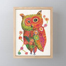 owl-oil painting Framed Mini Art Print