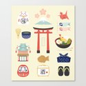 Japan Icons Illustration : PAST Leinwanddruck