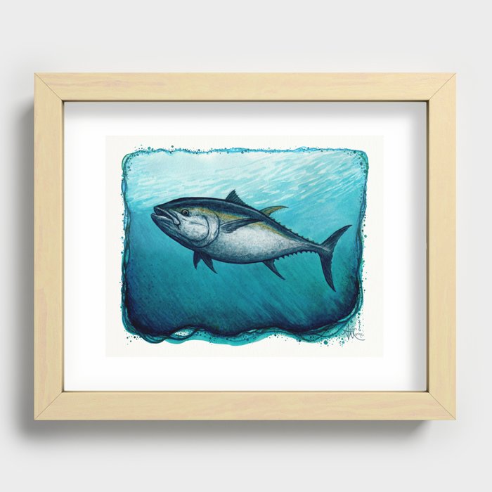 Bluefin Tuna ~ Watercolor Painting by Amber Marine,(Copyright 2016) Recessed Framed Print
