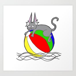 Beachball Cat Art Print