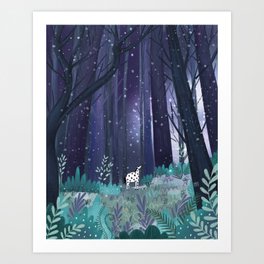Unicorn in a magic wood Art Print