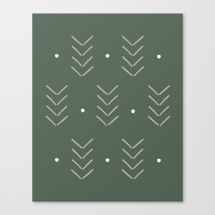 Arrow Lines Geometric Pattern 2 in Sage Green Canvas Print