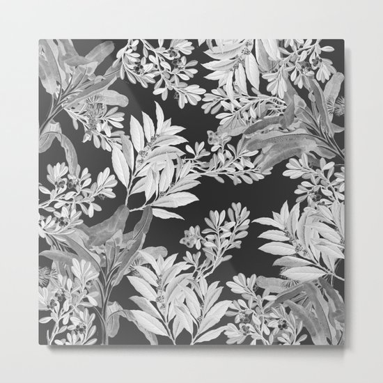 Black and White Leaves Metal Print