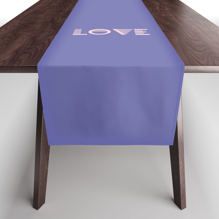 LOVE Veri Peri blue solid color minimalist  modern abstract illustration  Table Runner