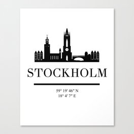 STOCKHOLM SWEDEN BLACK SILHOUETTE SKYLINE ART Canvas Print