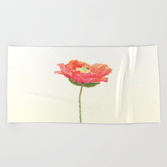 red poppy Beach Towel