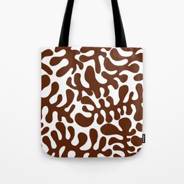 Brown Matisse cut outs seaweed pattern on white background Tote Bag