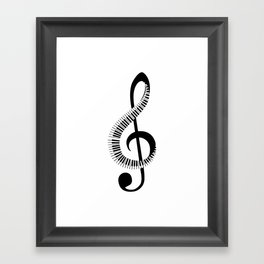 Treble clef sign with piano keyboard Framed Art Print