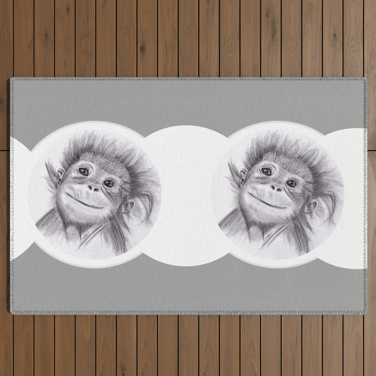 Baby Orangutan Pencil Drawings Edition 1 Outdoor Rug By Blissful Drizzle Society6