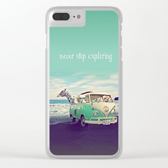 NEVER STOP EXPLORING THE BEACH Clear iPhone Case