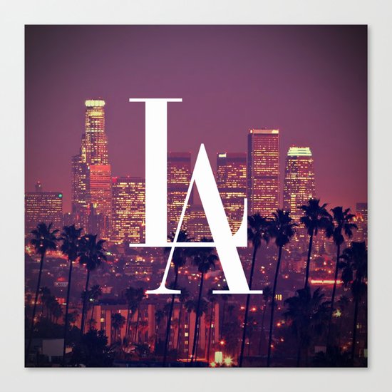 Downtown LA Vintage Skyline Typography Canvas Print