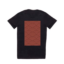 Rust Terracotta Brown Art Deco Minimal Arch Pattern  T Shirt