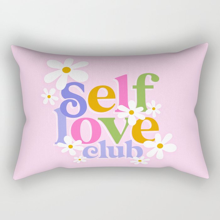 Self-Love Club with Daisies Rectangular Pillow