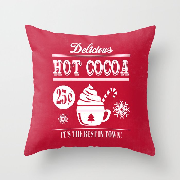 Delicious Hot Cocoa Red Throw Pillow