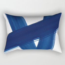 Indigo Abstract Brush Strokes | No. 4 Rectangular Pillow