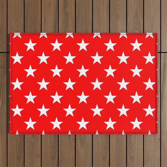 STARS DESIGN (WHITE-RED) Outdoor Rug