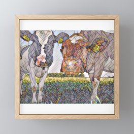 Mosaic Cows painting  Framed Mini Art Print