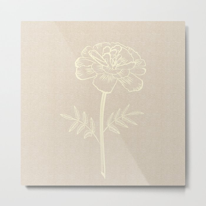 Marigold Cream Linen Flower Metal Print