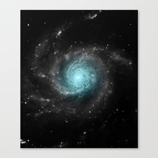 Aqua Blue Gray Pinwheel Galaxy Canvas Print
