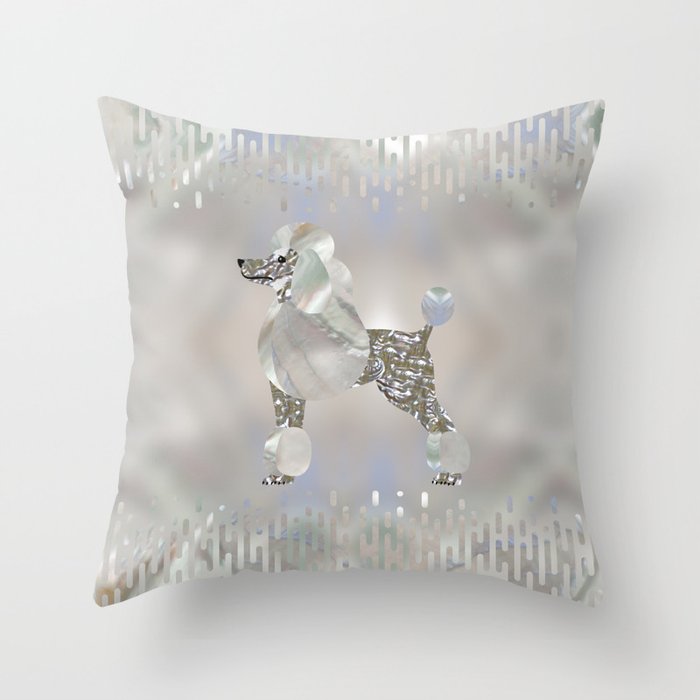 Luxury Pearl and Abalone Poodle Throw Pillow