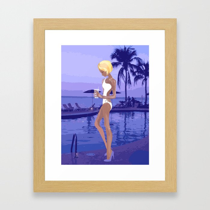 poolside ladies Framed Art Print