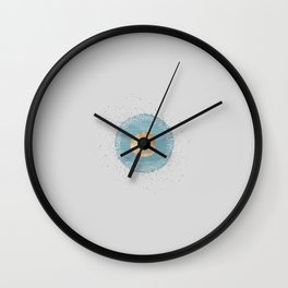 Watercolor Seashell and Blue Circle on Silver Grey Wall Clock