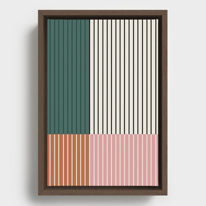 Color Block Line Abstract V Framed Canvas