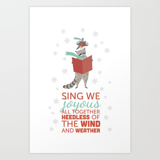 Raccoon & Pigeon Holiday! Art Print