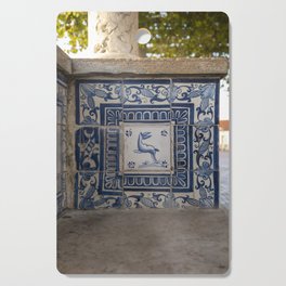 Blue azulejos on a bench in Alfama, Lisbon, Portugal - summer street and travel photography Cutting Board