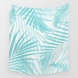 Soft Turquoise Palm Leaves Dream - Cali Summer Vibes #4 #tropical #decor #art #society6 Wall Tapestry