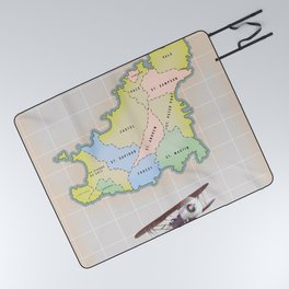 Guernsey Retro map Picnic Blanket