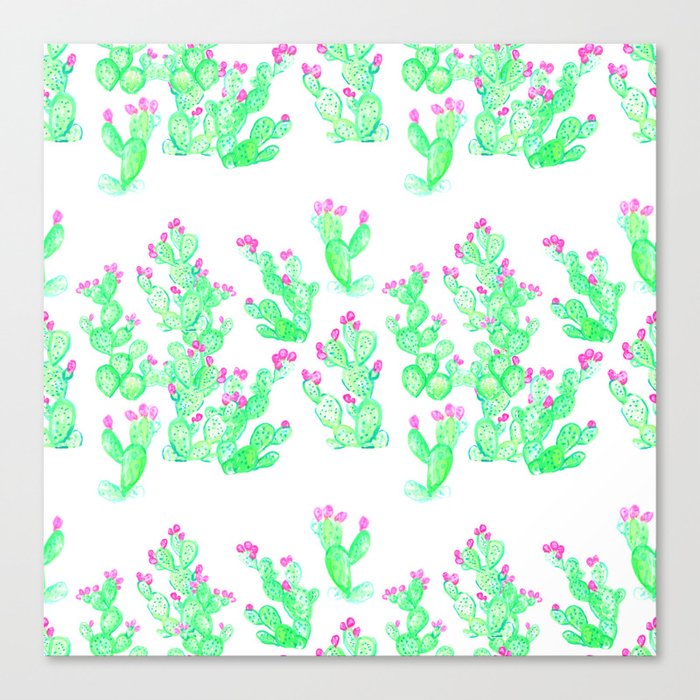 Prickly Pear Spring - White Canvas Print
