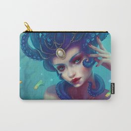 Indigo Dreamweaver Carry-All Pouch | Portrait, Princess, Seacreature, Underwater, Fish, Blue, Teal, Magical, Tantacle, Water 