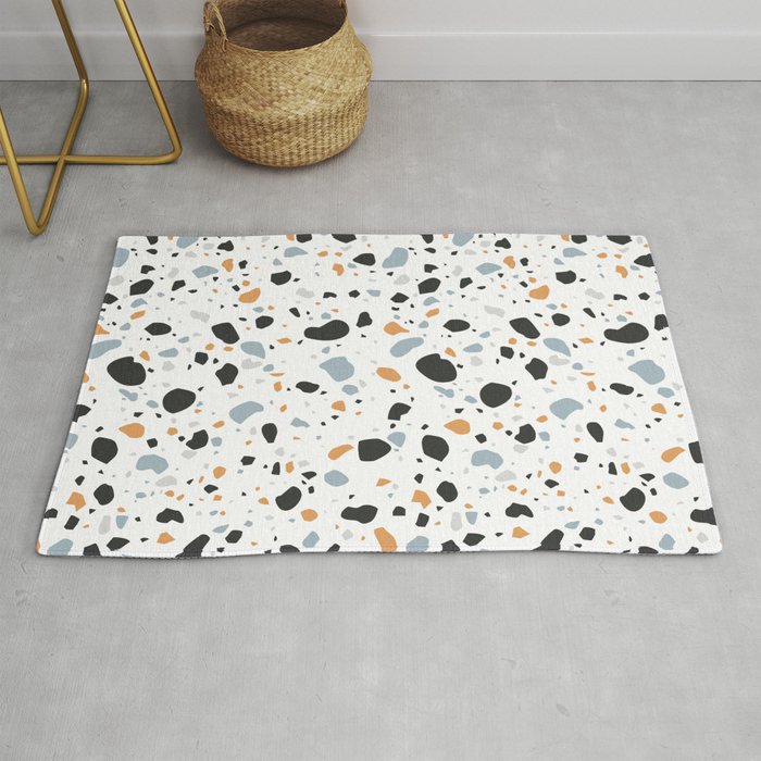 Terrazzo flooring pattern with traditional white marble rocks Rug
