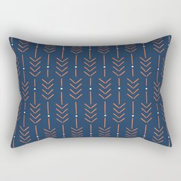 Arrow Lines Pattern in Navy Blue and Vintage Orange Rectangular Pillow